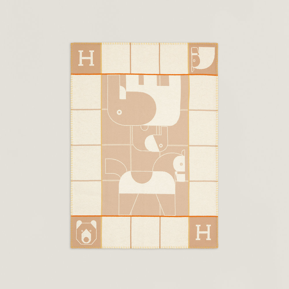 Animaux Blocks blanket - Grey | Hermès USA